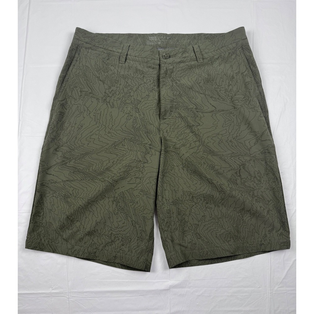 Nike Golf Dri-FIT Topographic Print Shorts Mens 32 Olive Green Standard Fit